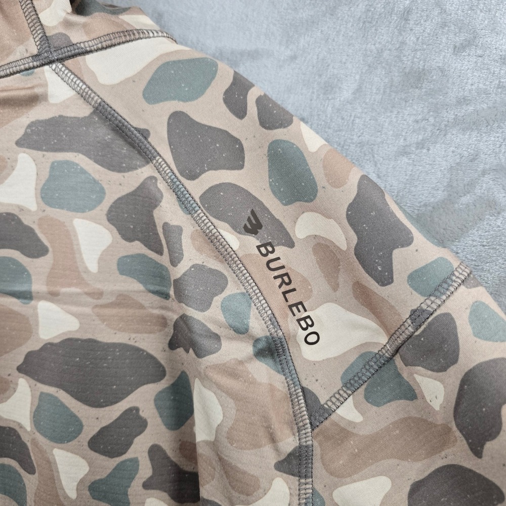 Burlebo Duke challenger Tech Hoodie 1/4 Mens Large Tan Camo Fleece Mid Layer - Picture 9 of 9